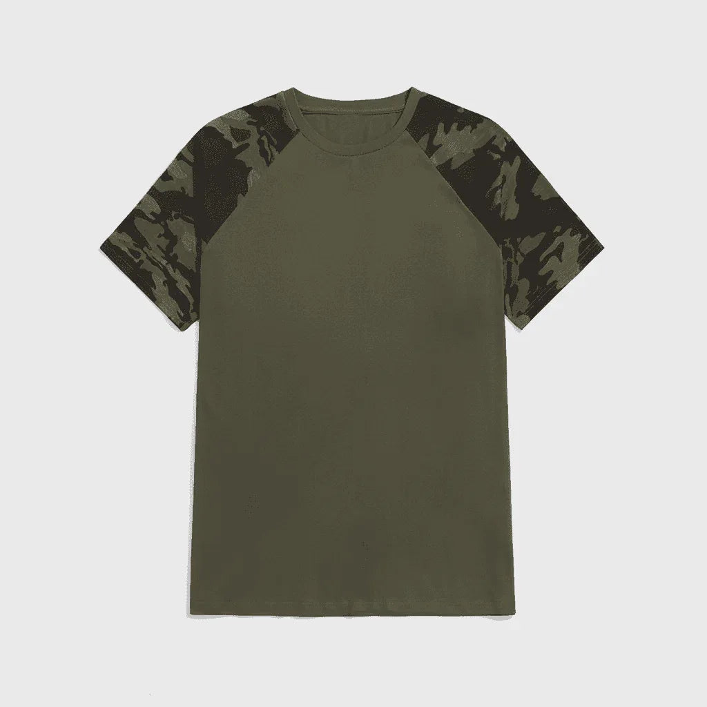 Olive Green Camouflage Short Sleeve T-shirt for Tactical Wear