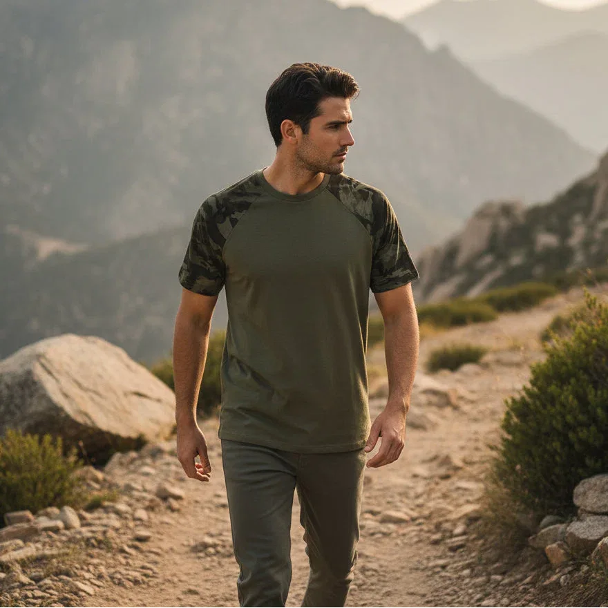Camouflage Short Sleeve T-shirt in green for outdoor adventures