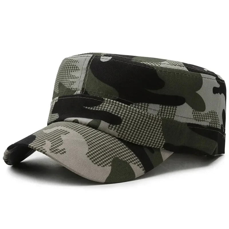 Camouflage soldier hat in green and black for outdoor activities