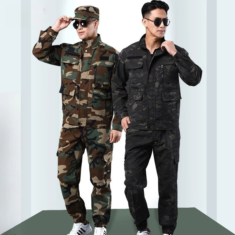 Camouflage suit in brown and black for outdoor tactical activities