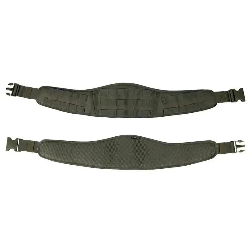Durable camouflage tactical belt with adjustable sizing and webbing for outdoor activities