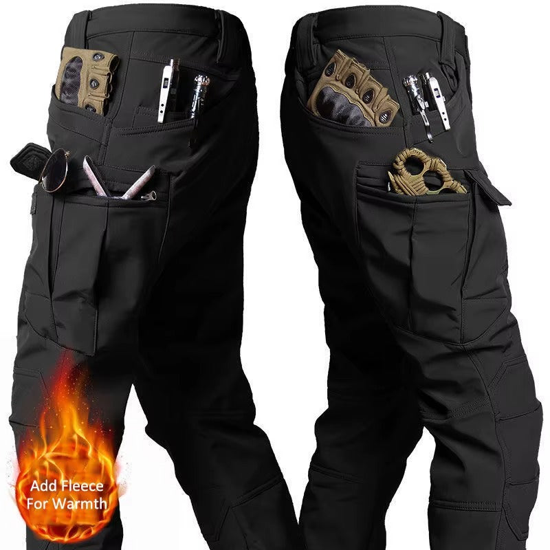 Camouflage tactical suit set featuring multi-pocket design for outdoor gear storage and utility
