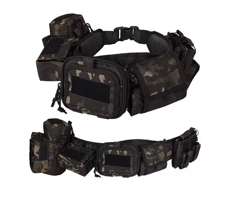 Camouflage utility belt with multiple pockets for tactical storage