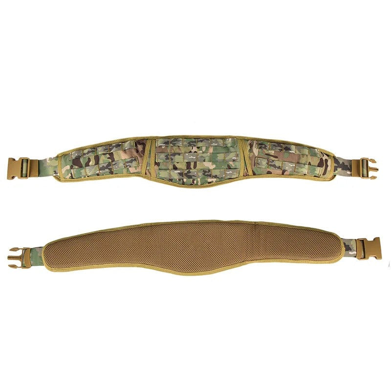 Camouflage utility belt with padded support for tactical use