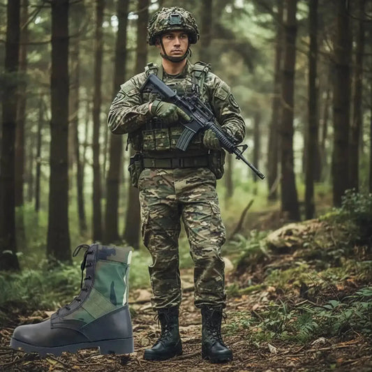Military-Outdoors water-resistant outdoor boots in green for tactical use