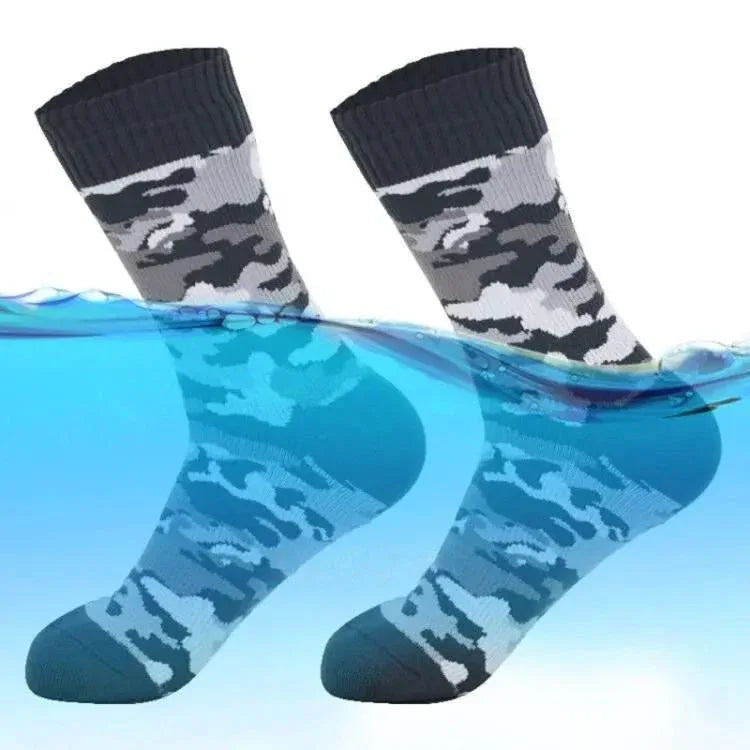 Camouflage waterproof socks for outdoor activities and wet conditions