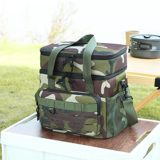 Camo Outdoor Cooler Bag with Insulated Design for Camping and Picnics