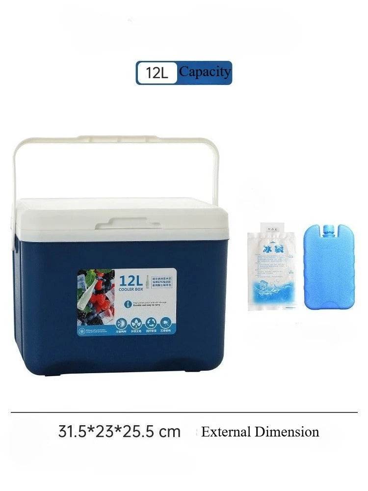 12L Blue Outdoor Cooler Box with Ice Pack for Camping Trips