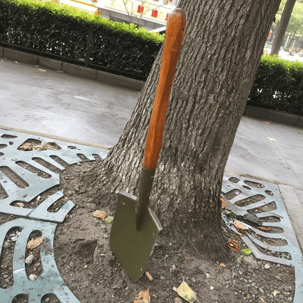 Chinese military surplus shovel with wooden handle for digging and gardening tasks