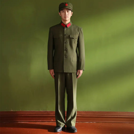 Chinese officer uniform in green, perfect for reenactments and cosplay