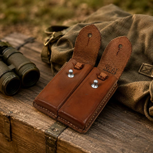 Chinese surplus pouch in brown leather for tactical gear storage