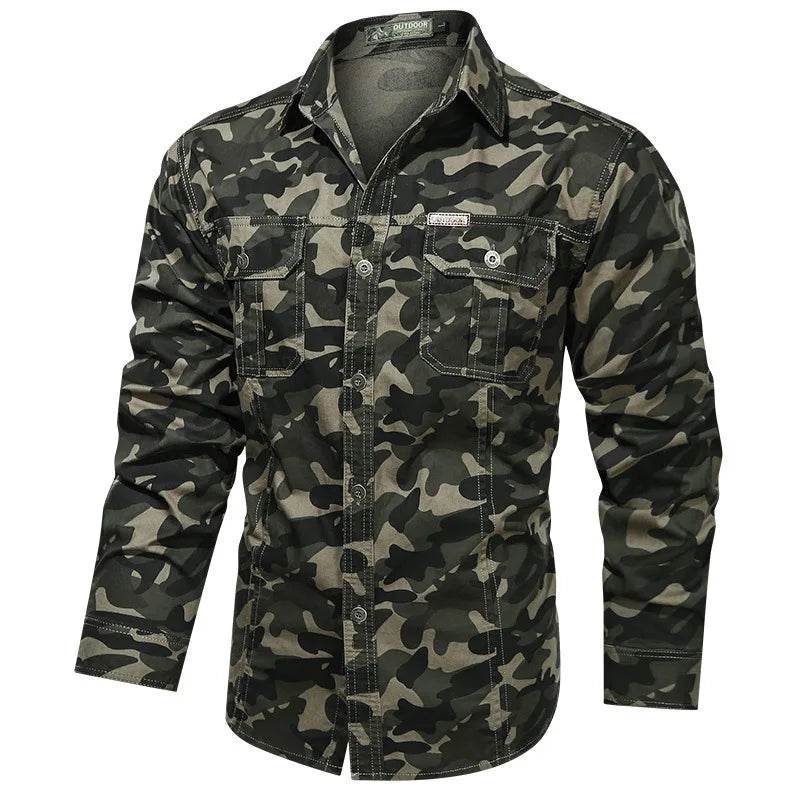 Camouflage military shirts in green for outdoor adventures