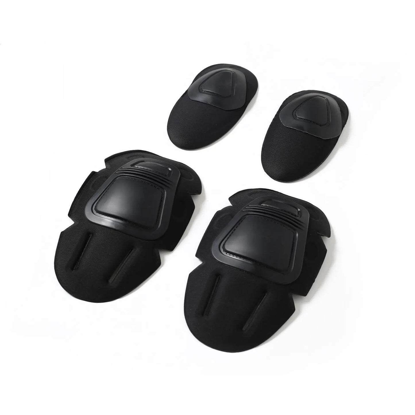 Black combat knee and elbow pads offering durable protection for military and outdoor activities