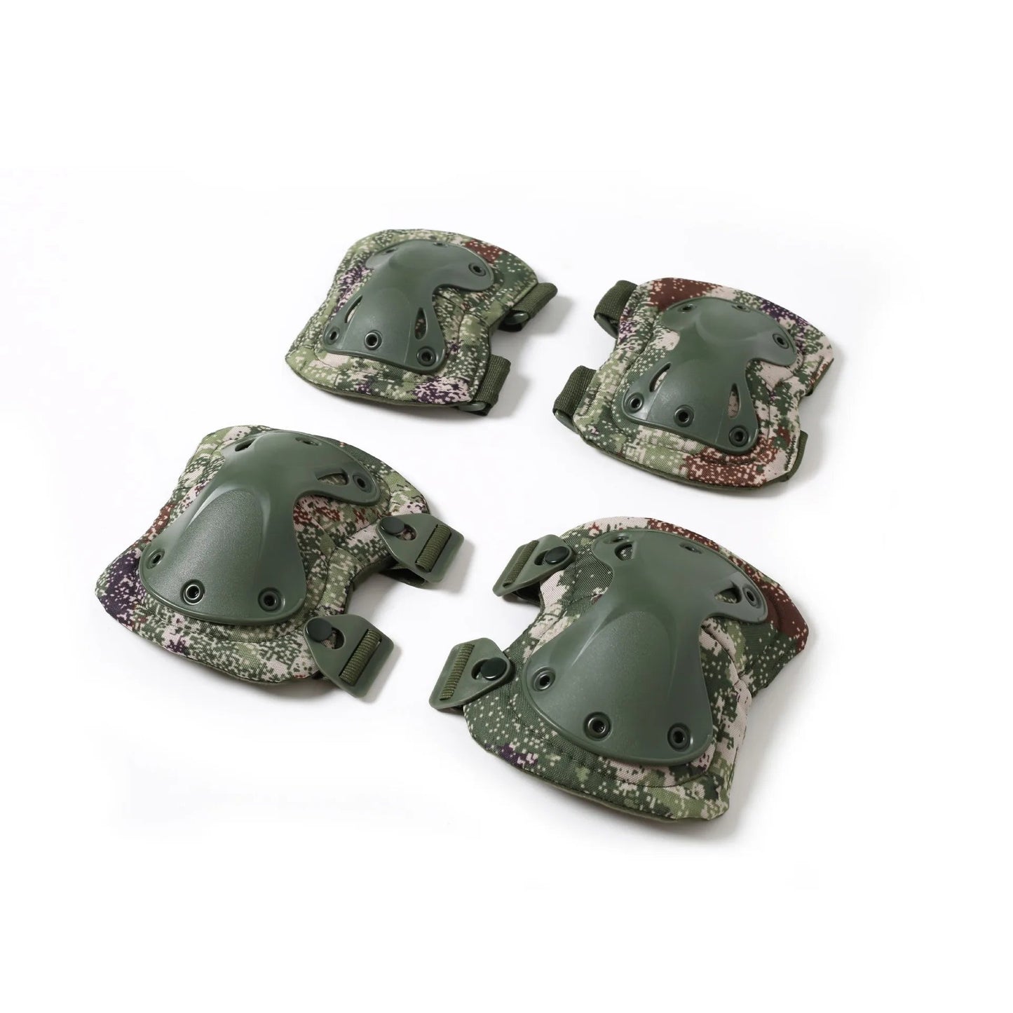 Combat knee and elbow pads in camo design for enhanced protection during outdoor activities