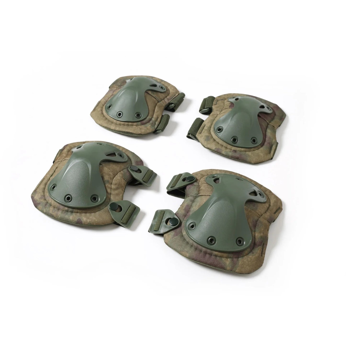 Durable combat knee and elbow pads with adjustable straps for enhanced protection during tactical activities