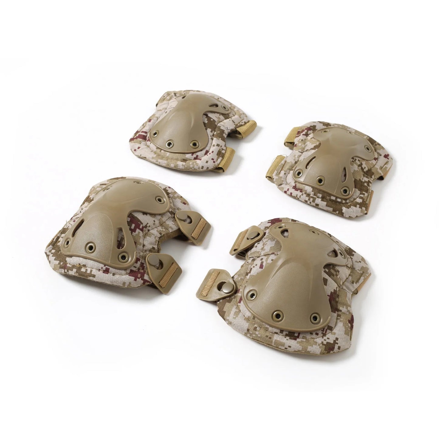 Combat knee and elbow pads in desert camouflage for military and outdoor protection