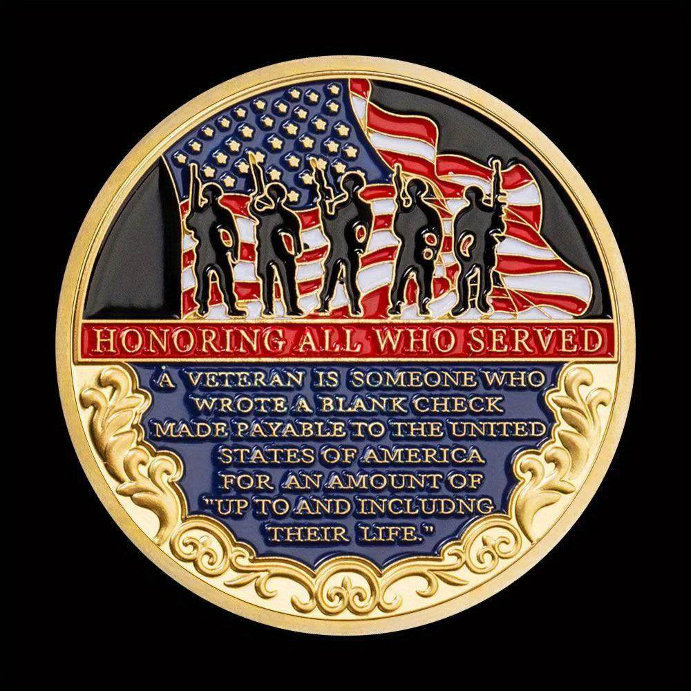 Honor Veterans Commemorative Coin with American Flag Design