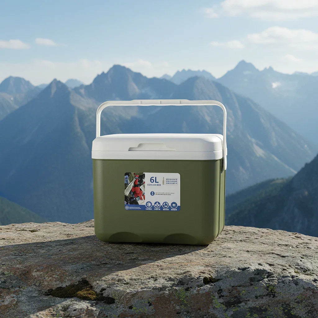 6L Cooler Ice Box in Olive Green for Camping and Outdoor Activities
