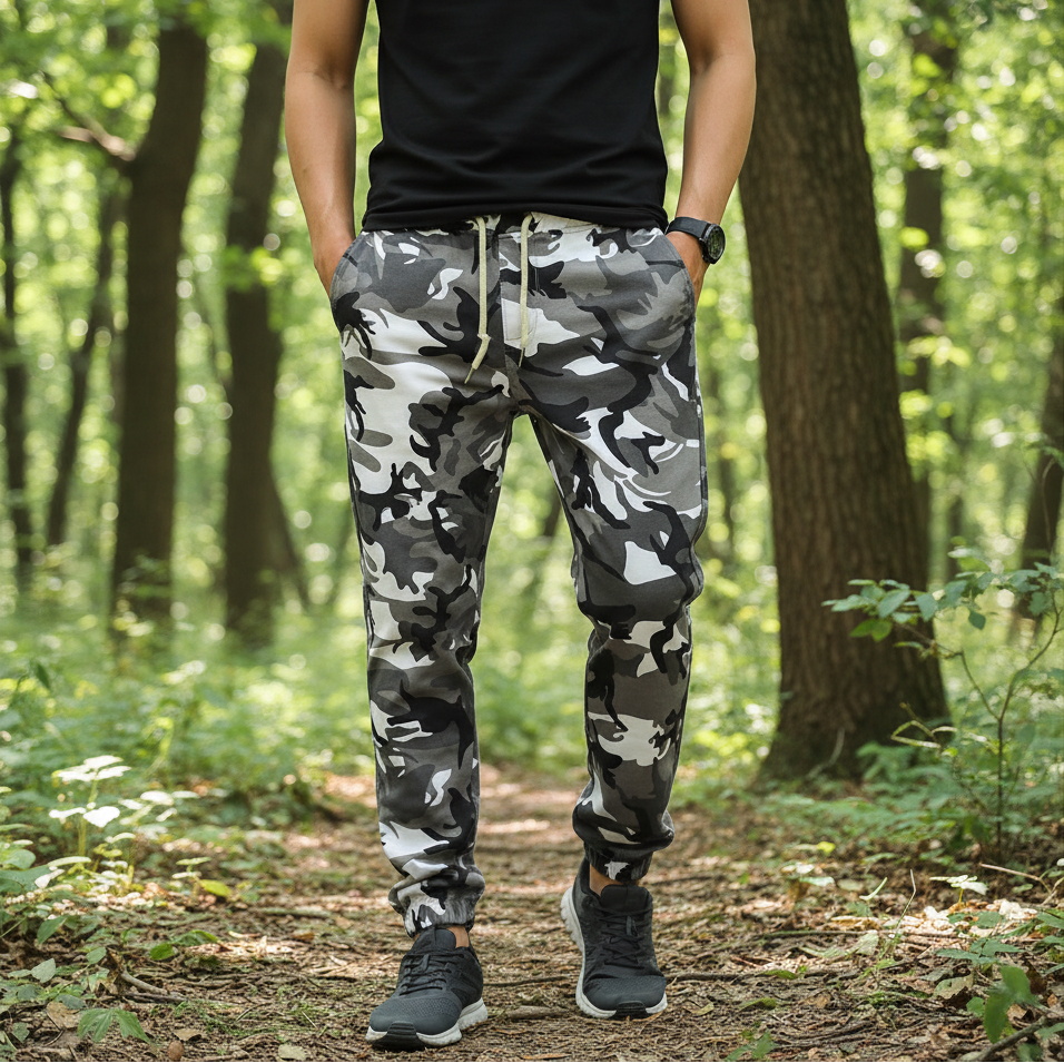 Cotton camouflage outdoor pants in gray for outdoor adventures