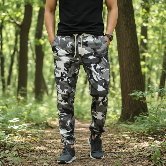 Cotton camouflage outdoor pants in gray for outdoor adventures