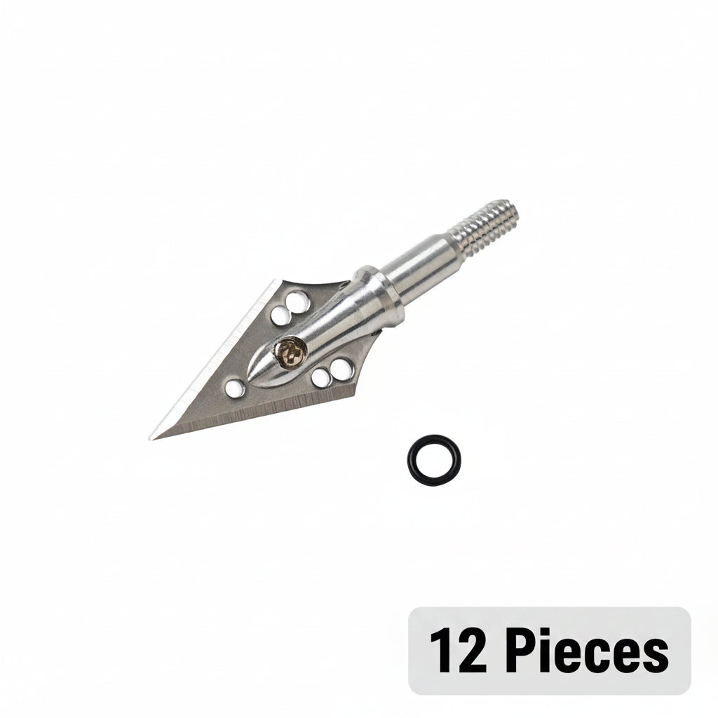 Military-Outdoors Crossbow Arrow Tip in Silver for Precise Targeting - 12 Pieces