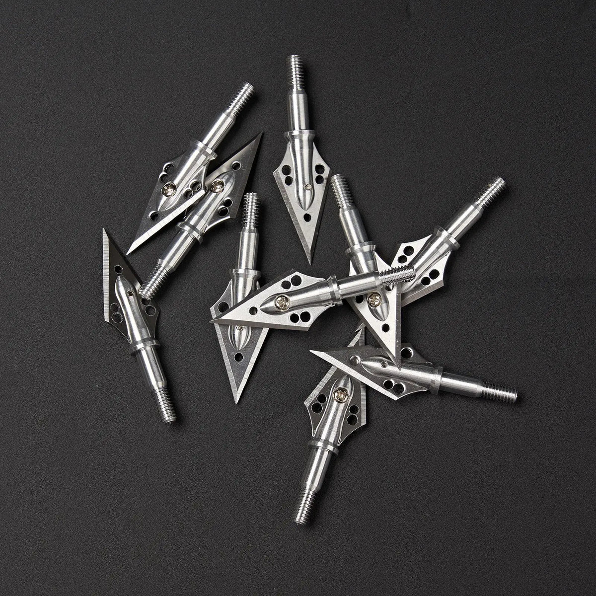 Military-Outdoors Crossbow Arrow Tips with Sharp Steel Blades for Accurate Hunting
