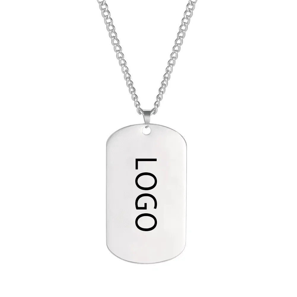 Custom Silver Dog Tag Necklace for Personalization and Identification