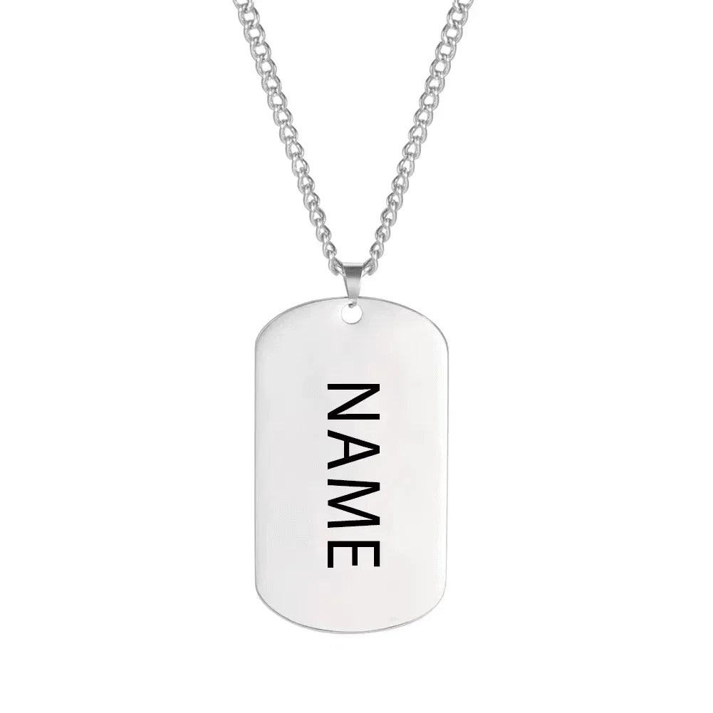 Customizable silver dog tag necklace for personalization and style