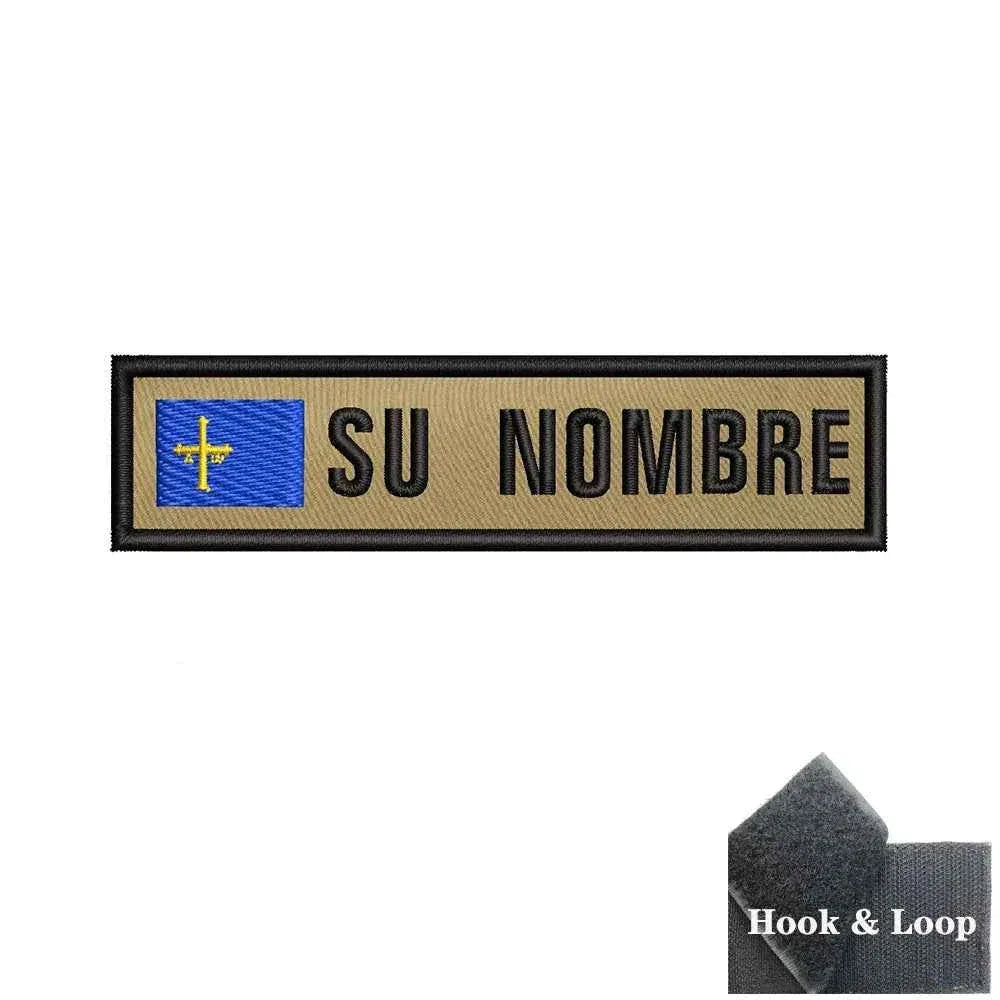 Custom flag patch with blue and yellow design, suitable for military uniforms
