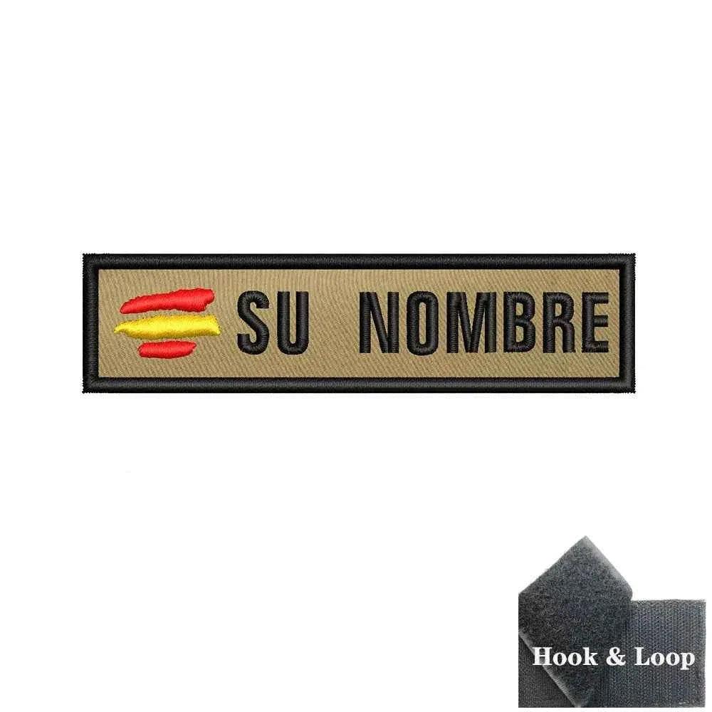 Custom flag patch in tan with personalized text for military uniforms