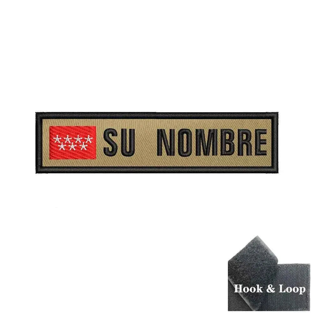Custom flag patch with red and beige colors, ideal for military uniforms