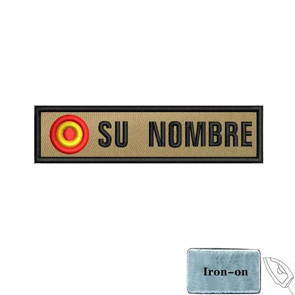 Custom flag patch in tan with red and yellow circle design