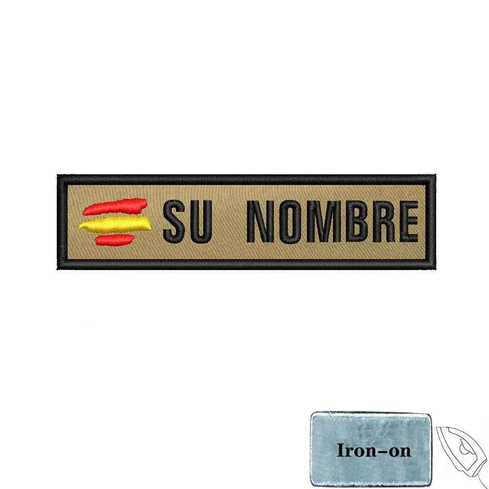 Custom flag patch with personalized embroidery in tan color for military uniforms