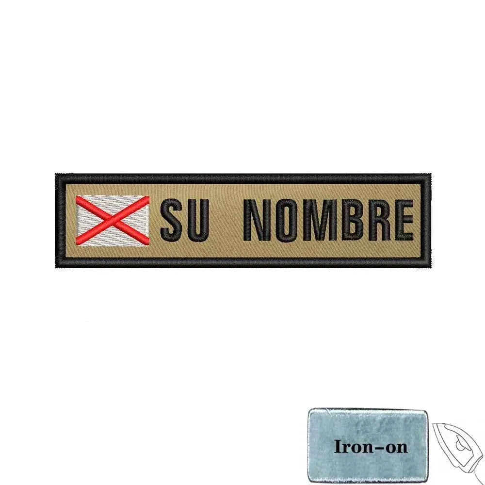 Custom flag patch in khaki with iron-on backing for personalized military gear