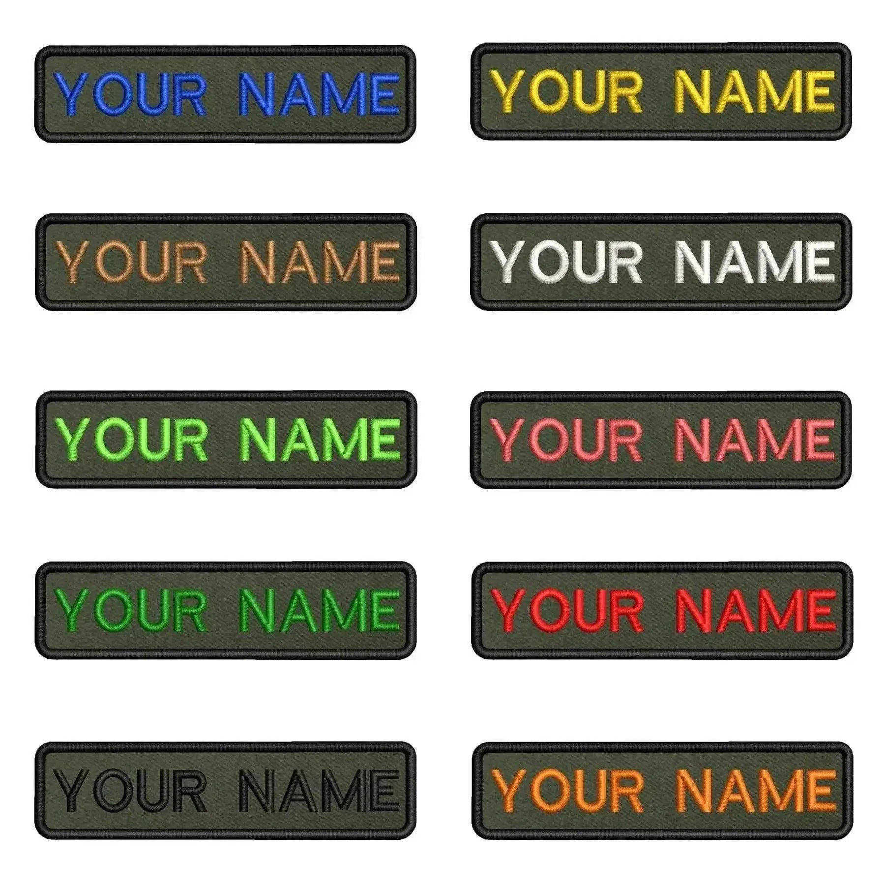 Custom name patch in various colors for military identification and personalization