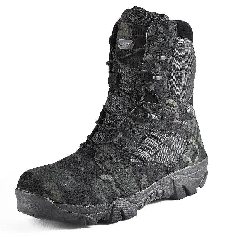 Delta Camouflage Outdoor Boots for Tactical Use with High Ankle Support