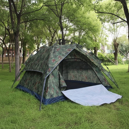 Military camouflage double decker automatic tent with spacious interior and easy setup features