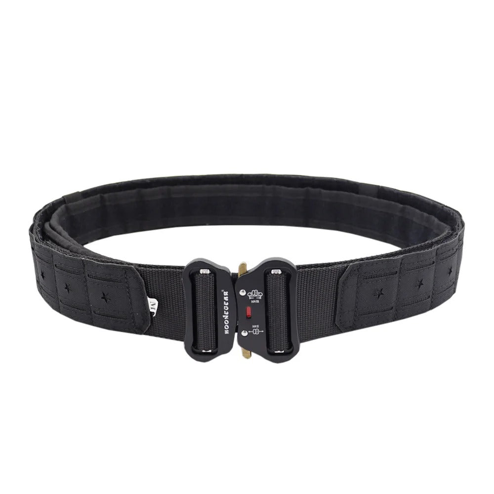 Military-Grade Black Double-Layer Belt for Tactical Use