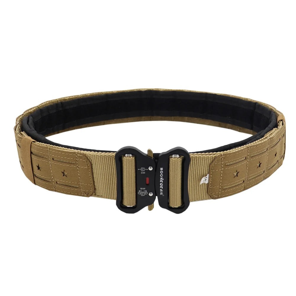 Military Tactical Double-Layer Belt in Tan for Enhanced Support