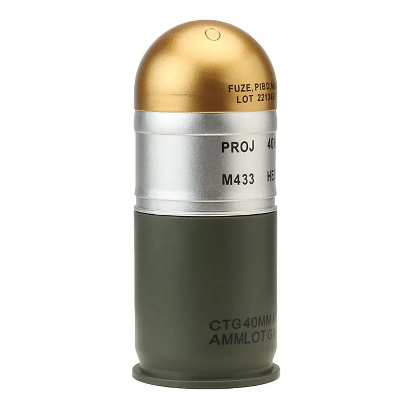 Military-Outdoors dummy grenade model in green with gold tip for training use