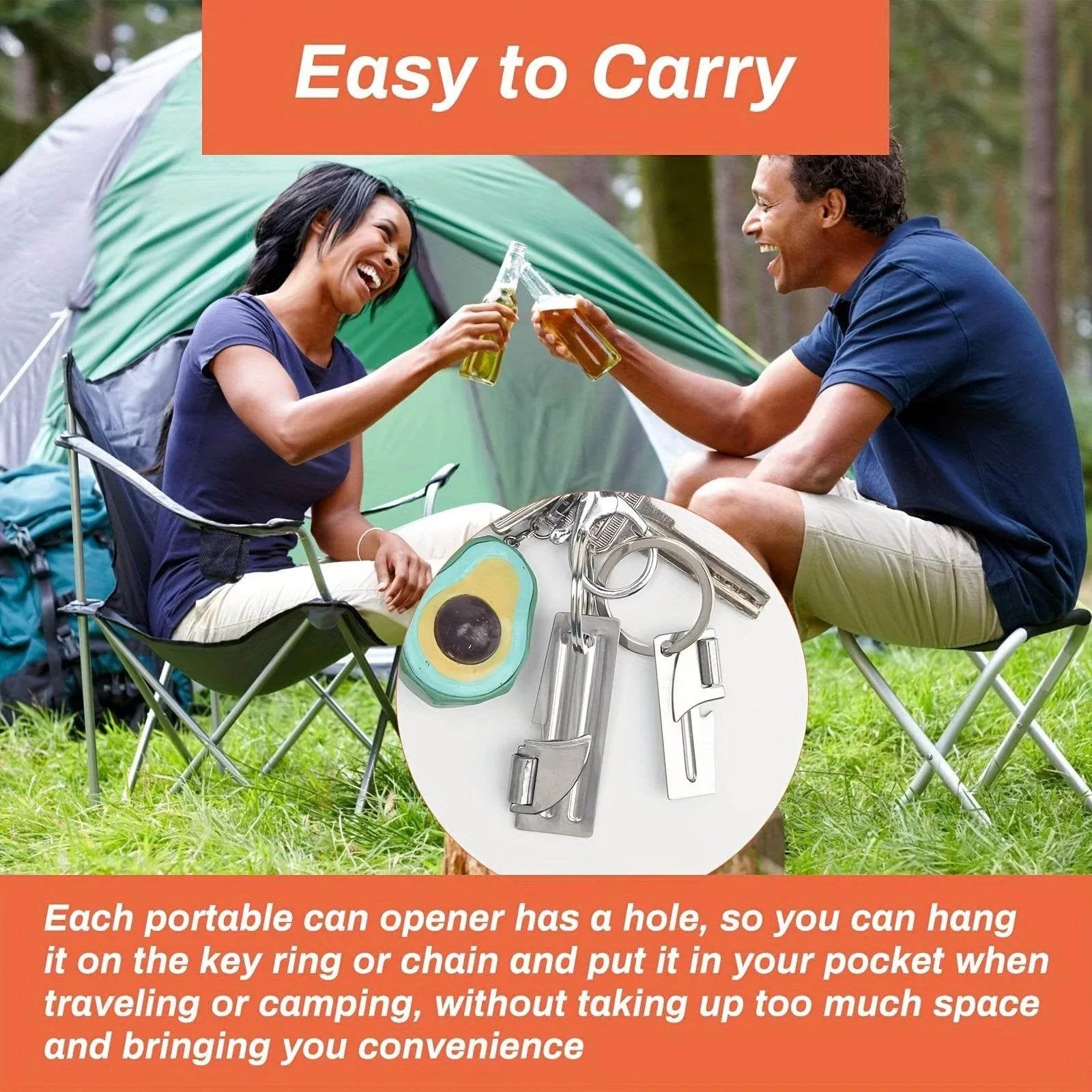 Portable can openers in silver designed for convenient travel and camping use