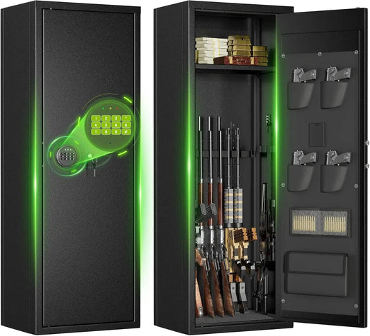 Military-Outdoors electronic keypad gun safe with interior storage for firearms
