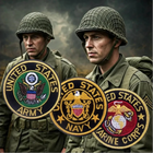 Military-Style Embroidered Patch Set - 5-Piece Fabric Badge Pack