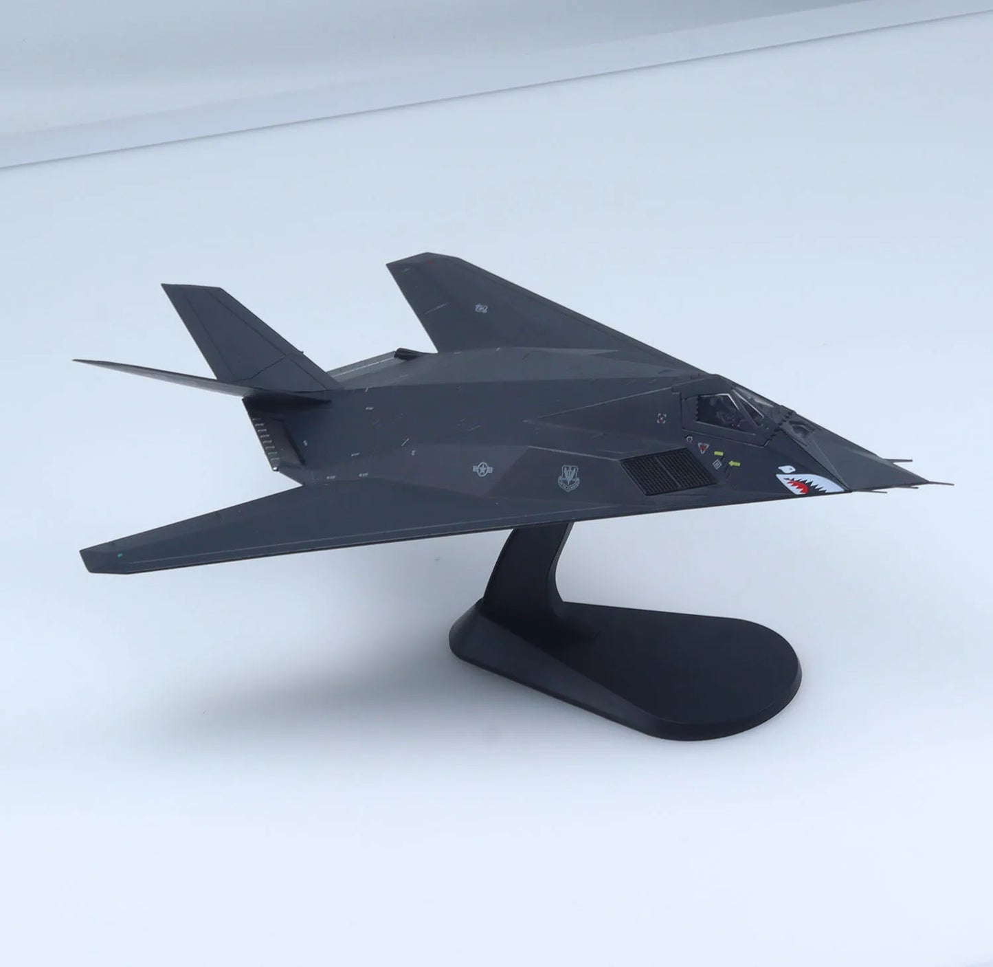 F-117 Nighthawk Model in black with detailed display stand