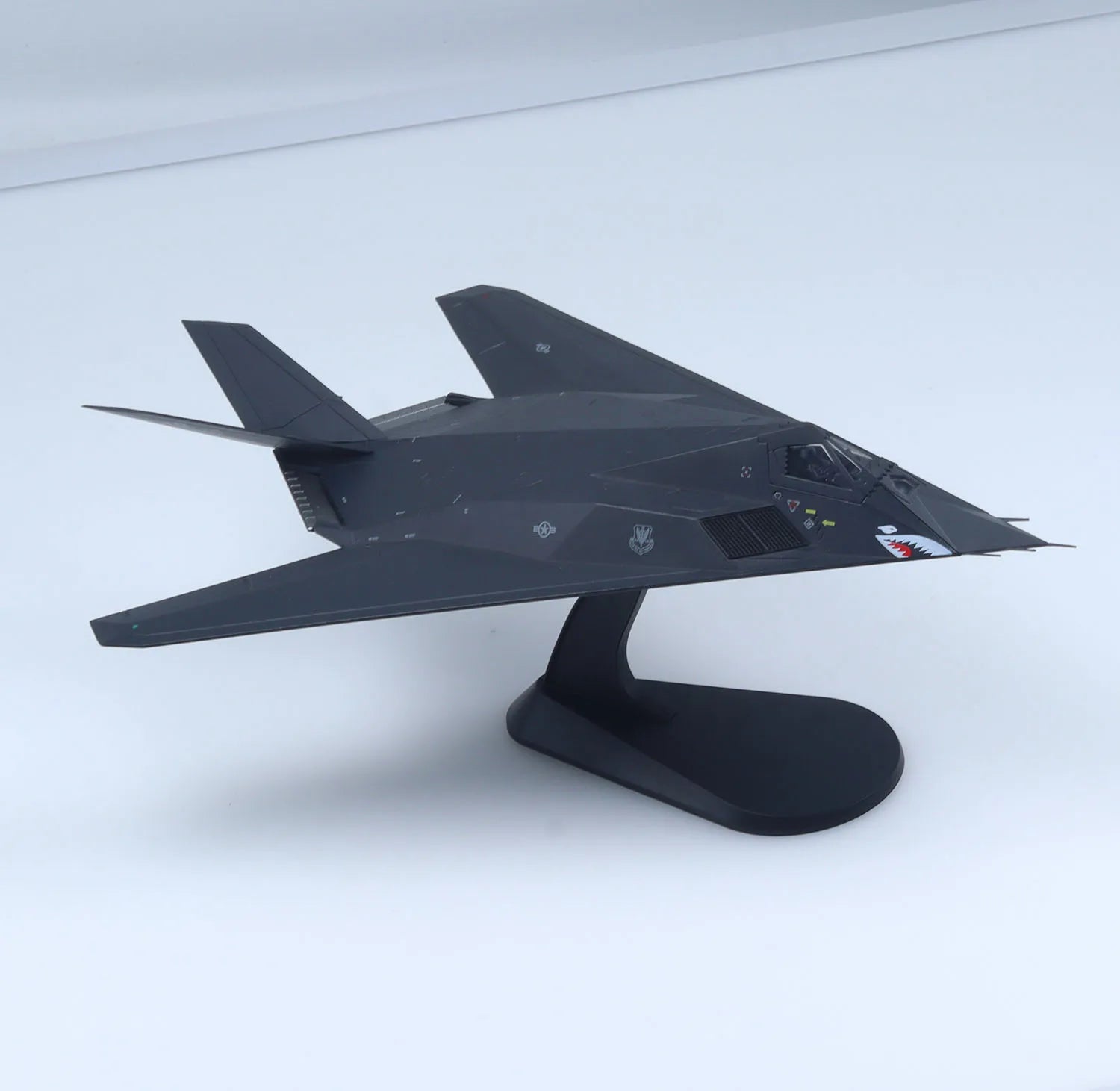 F-117 Nighthawk Model in black with detailed display stand