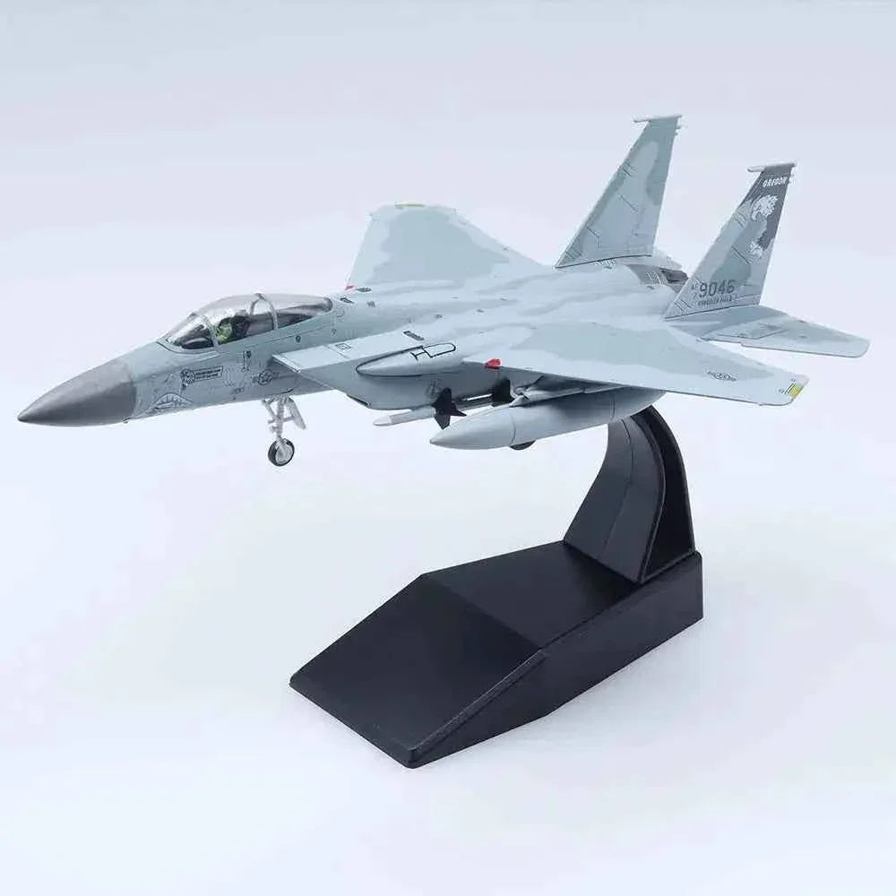 F-15C Eagle metal model in gray with detailed design for display