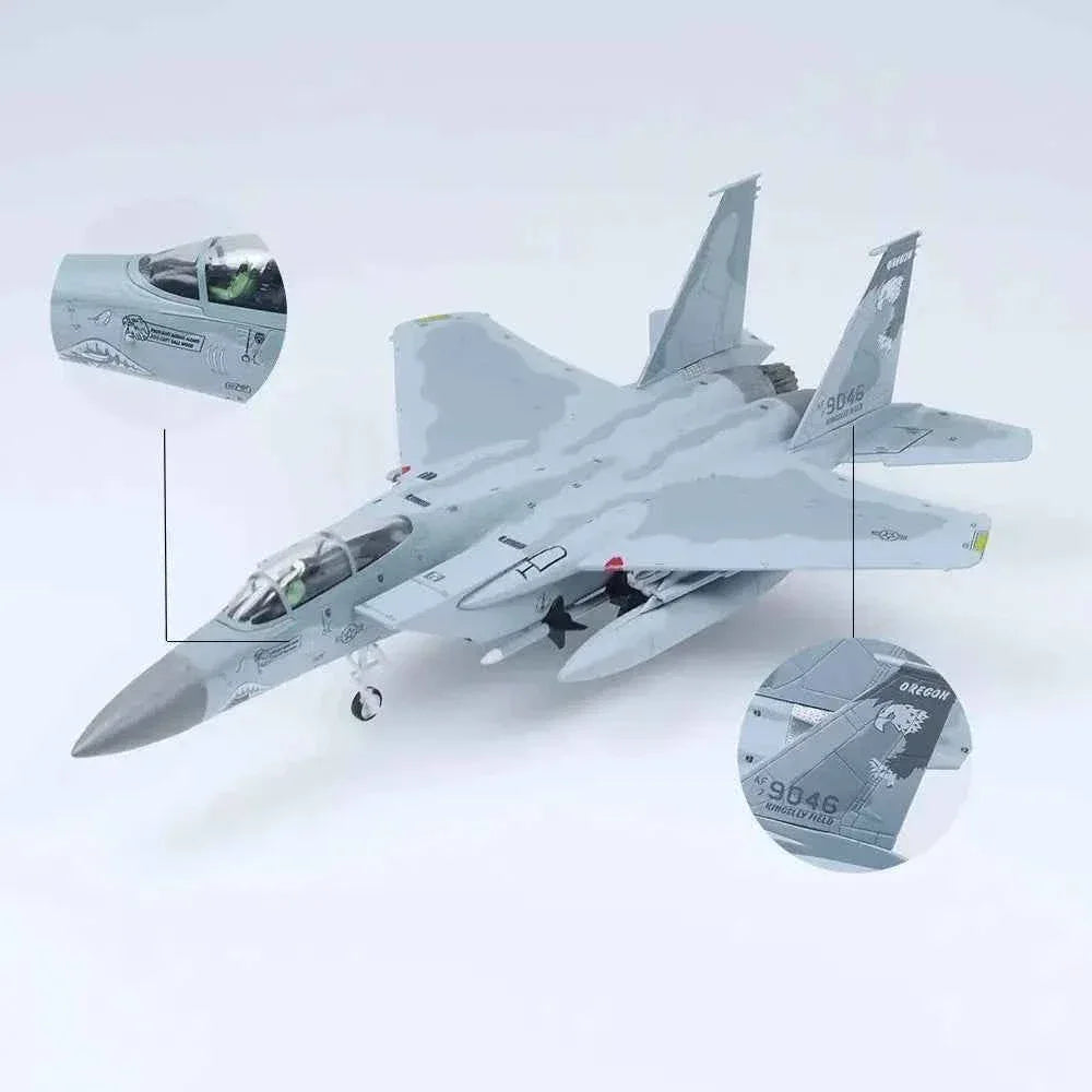 F-15C Eagle metal model in gray with detailed cockpit and markings
