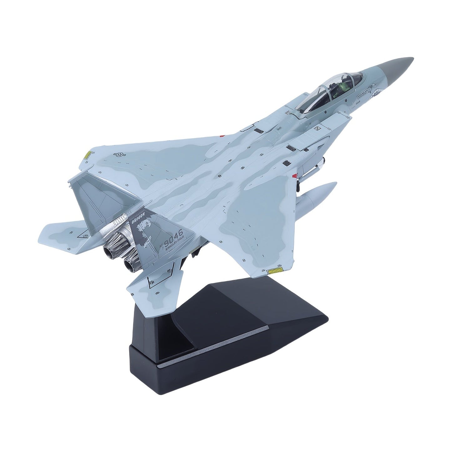 F-15C fighter model displayed on a sturdy base showcasing detailed design and accurate colors