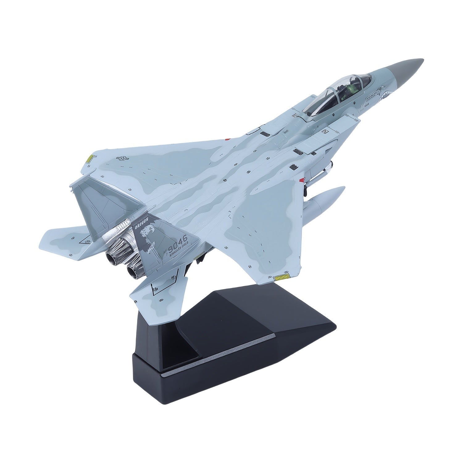 F-15C fighter model displayed on a sturdy base showcasing detailed design and accurate colors