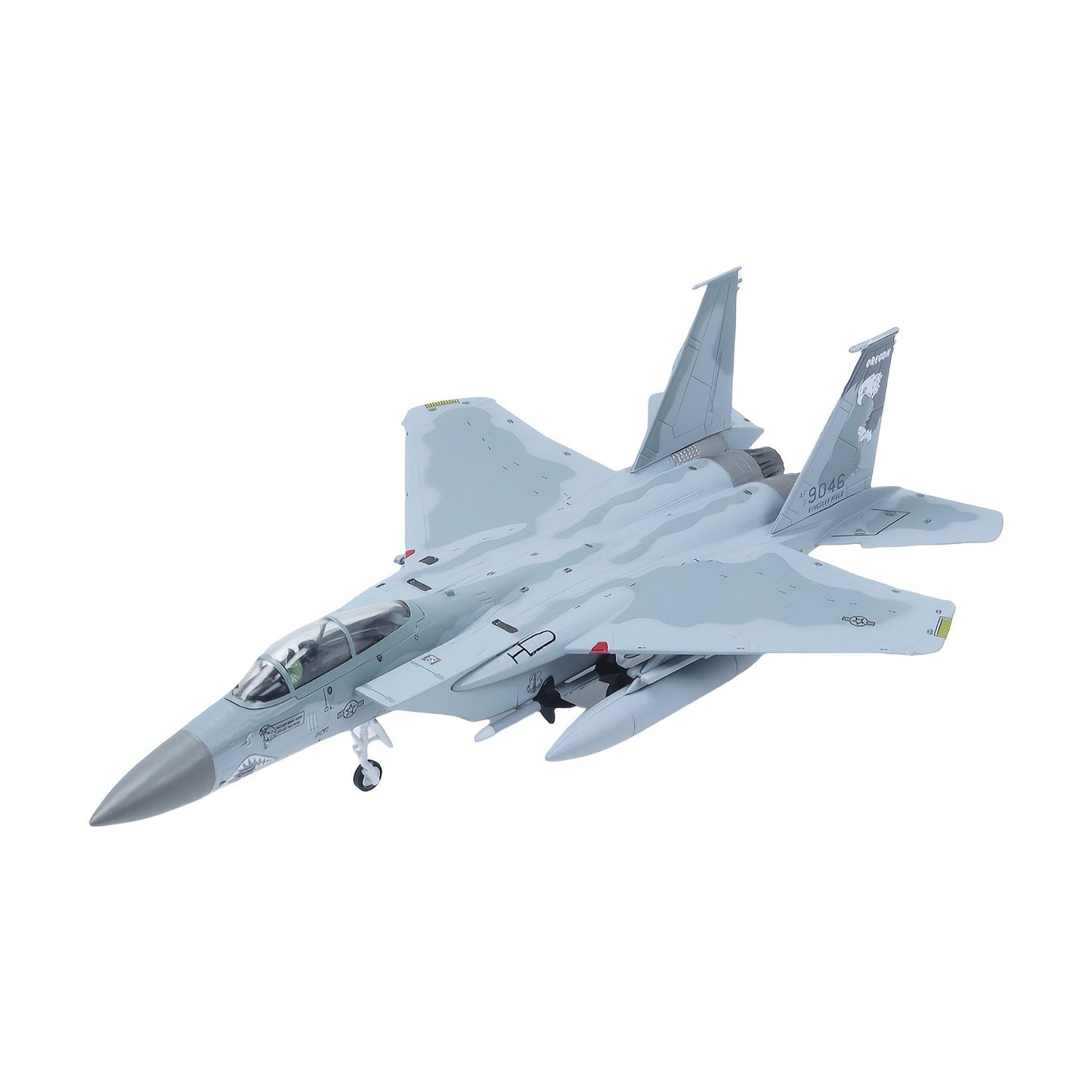 Detailed F-15C fighter model in grey with accurate markings and features for aviation enthusiasts